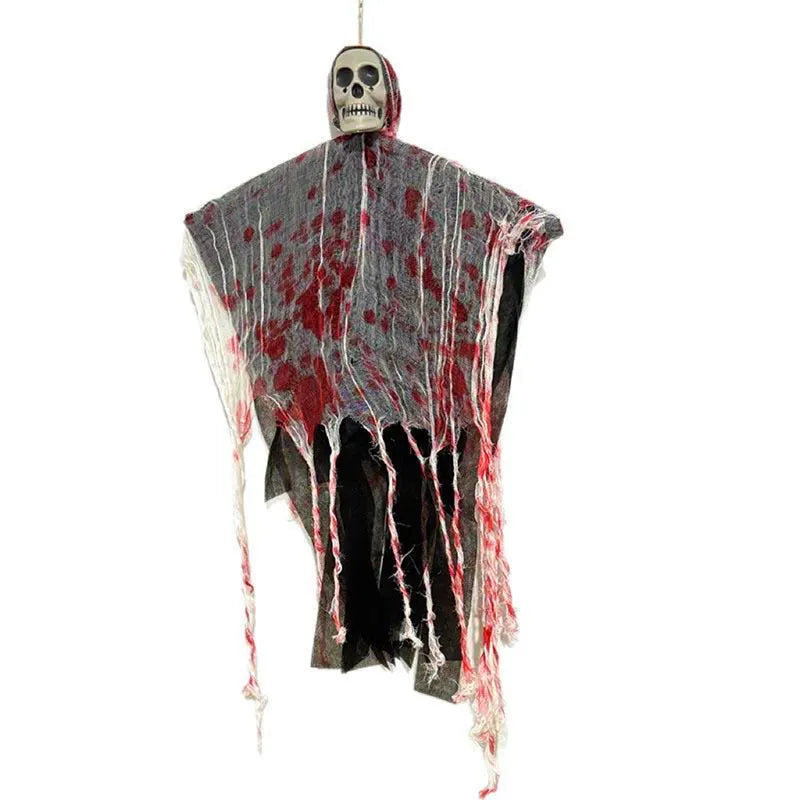 Blood-dyed luminous plastic skull hanging ghost Halloween outdoor ornament