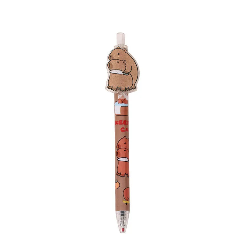 48 cartoon bear design gel pens with plastic shells and carbon black ink in box packaging