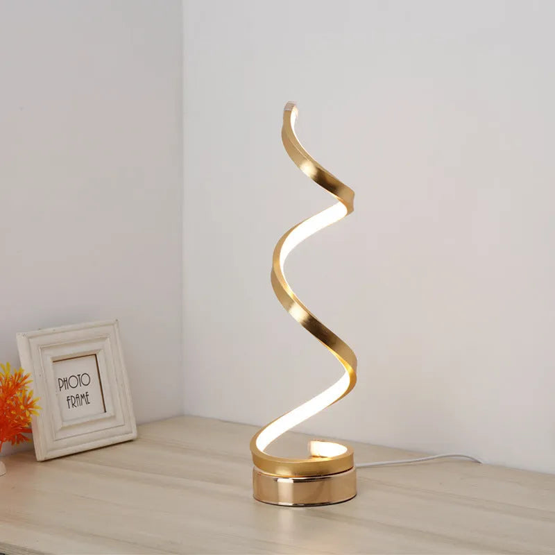 Black minimalist LED bedside table lamp with aluminium shade and push-button control