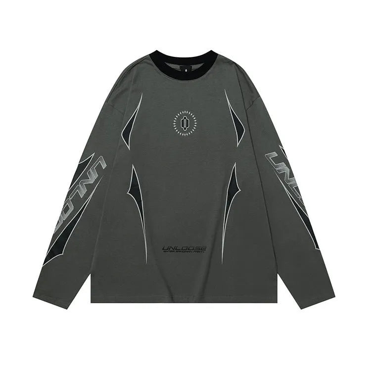 Man's gray khaki loose fit cotton pullover with drop shoulder sleeves and round neck