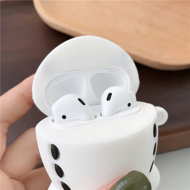 Cartoon aircraft headset design silicone case for Apple AirPods with flip opening and attachment hook