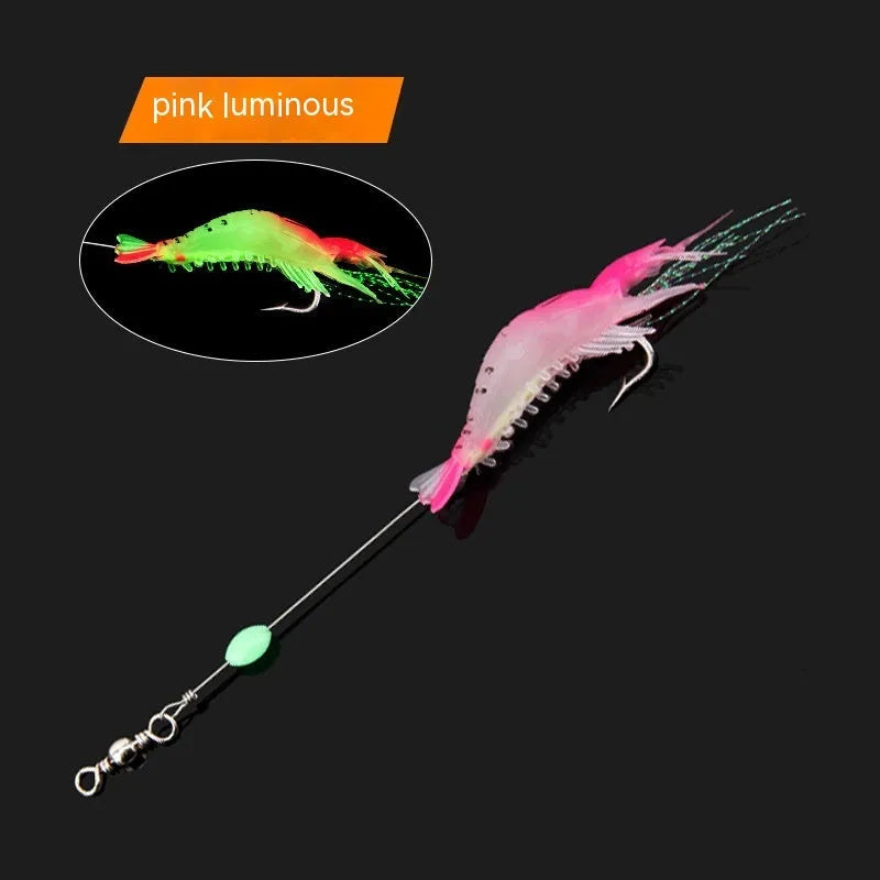 Luer soft fishing lure set with pre-attached hooks showing six different colour variations including luminous options