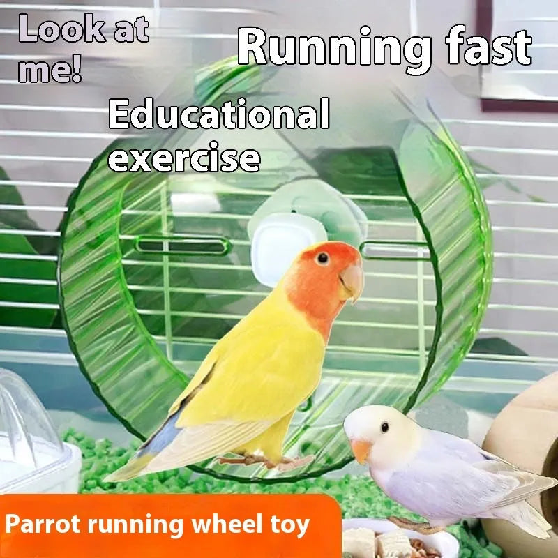 21cm plastic bird running wheel toy in multiple colours for parrot exercise