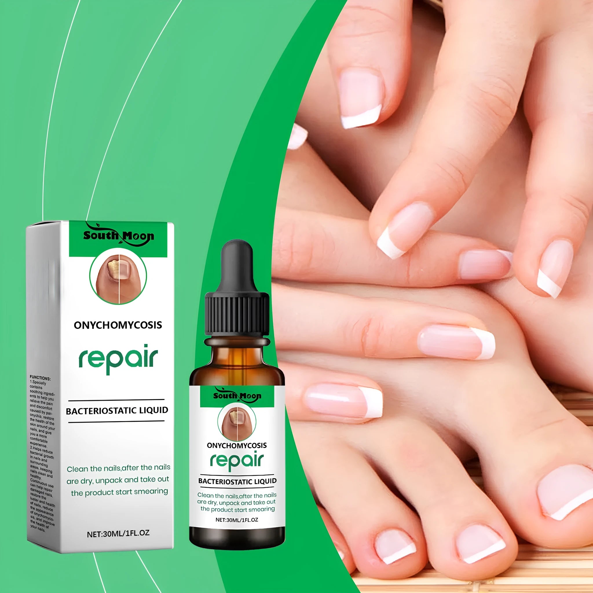 30ml bottle of clear nail nursing solution for gentle daily cleaning