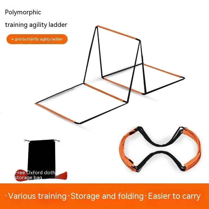 Plastic butterfly ladder and jump grid set for youth physical fitness training in multiple size options