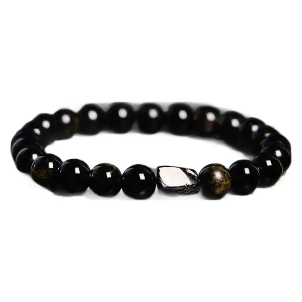 Natural obsidian single ring bracelet with 8mm diameter in five colour variations