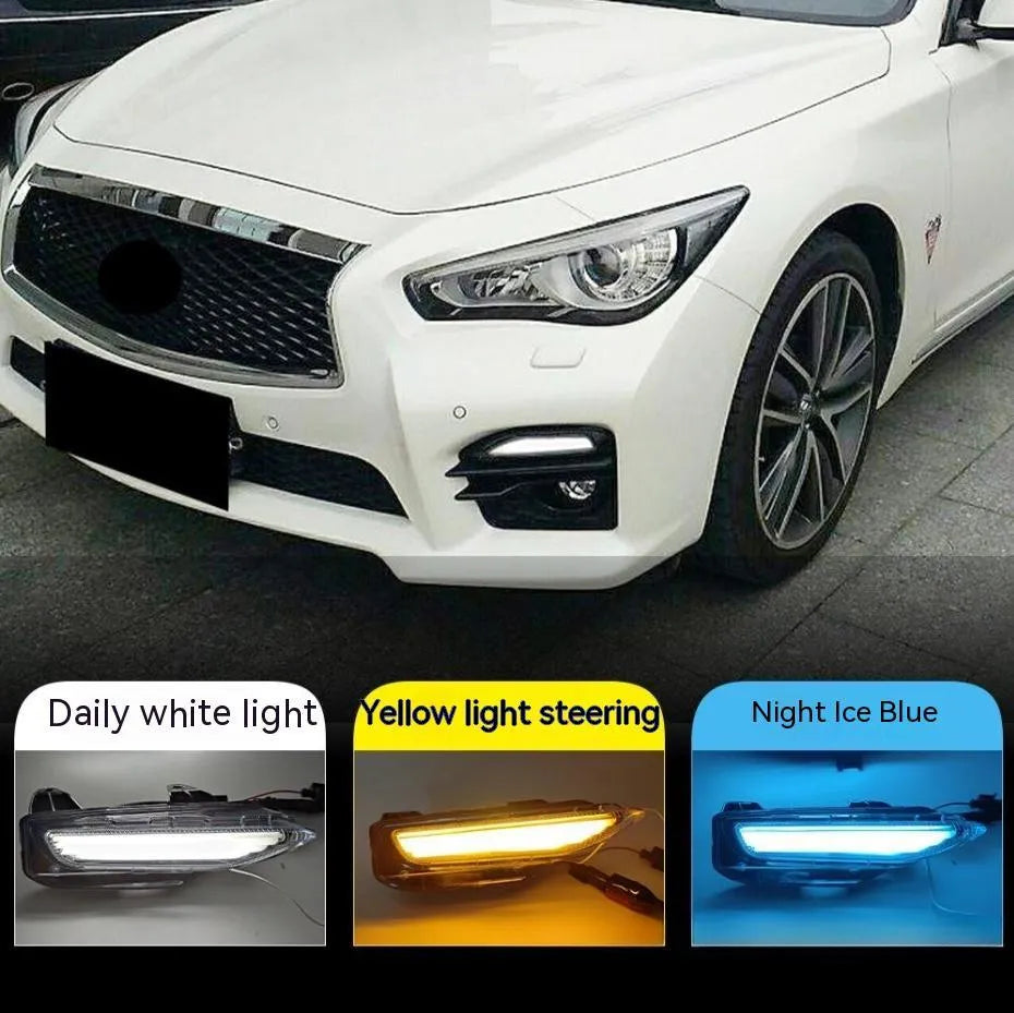Infiniti Q50 Q70 front bumper LED daytime running and fog light replacement kit with ABS housing