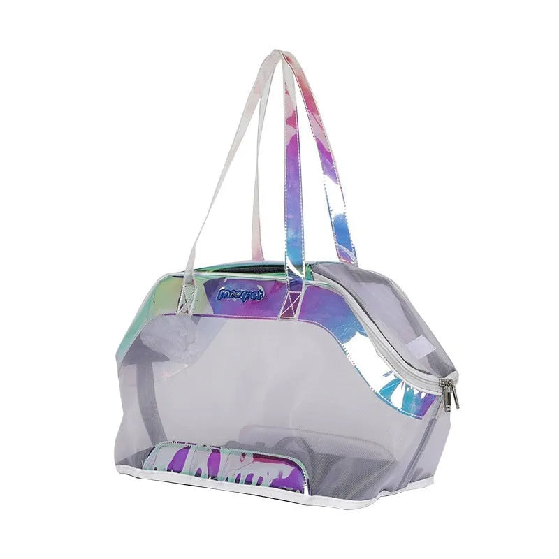 Leather cat outing carry bag in Milan White colour with 25 litre capacity.