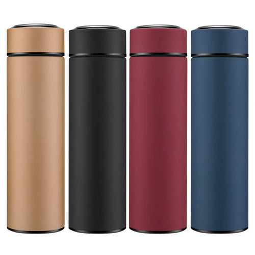 Black stainless steel vacuum water bottle with arrow-shaped mouth, 450ml capacity.