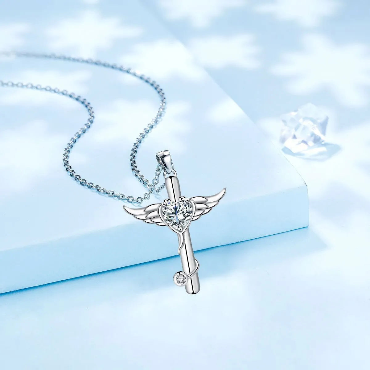 Women's cross stethoscope necklace with wings design in copper with electroplated finish
