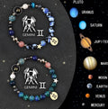 Natural stone beaded bracelets for twelve zodiac signs on stretch cord