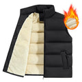 Men's striped lambswool vest for autumn and winter in black, dark blue, or red.