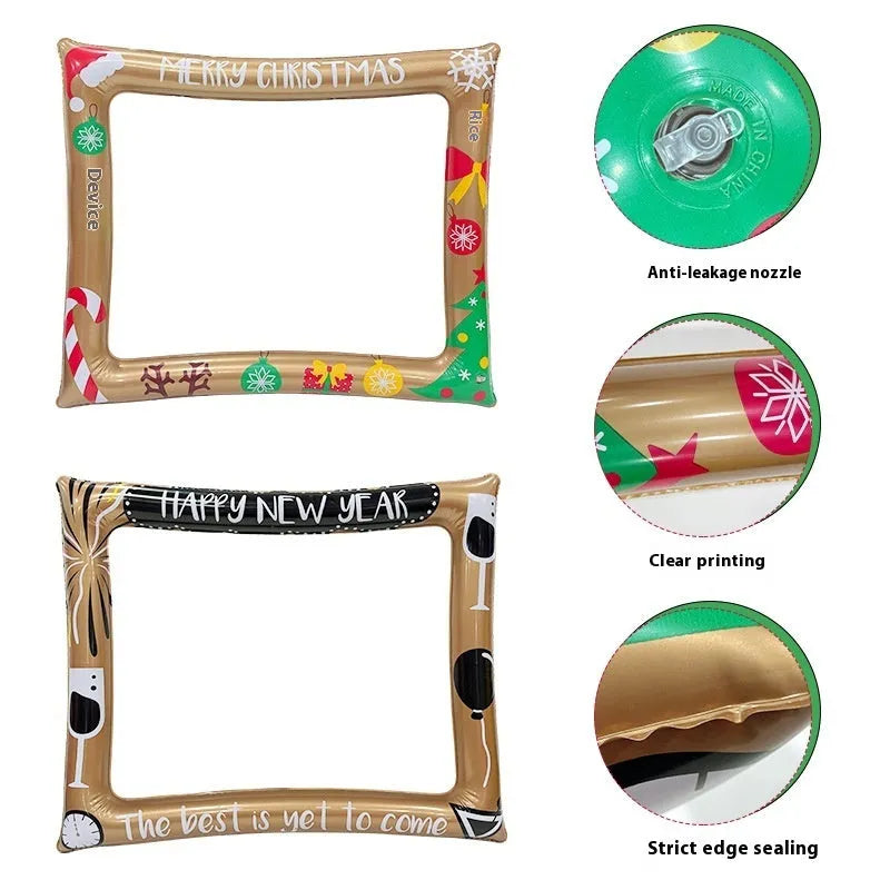 Christmas inflatable PVC photo frame for holiday parties and photo booths