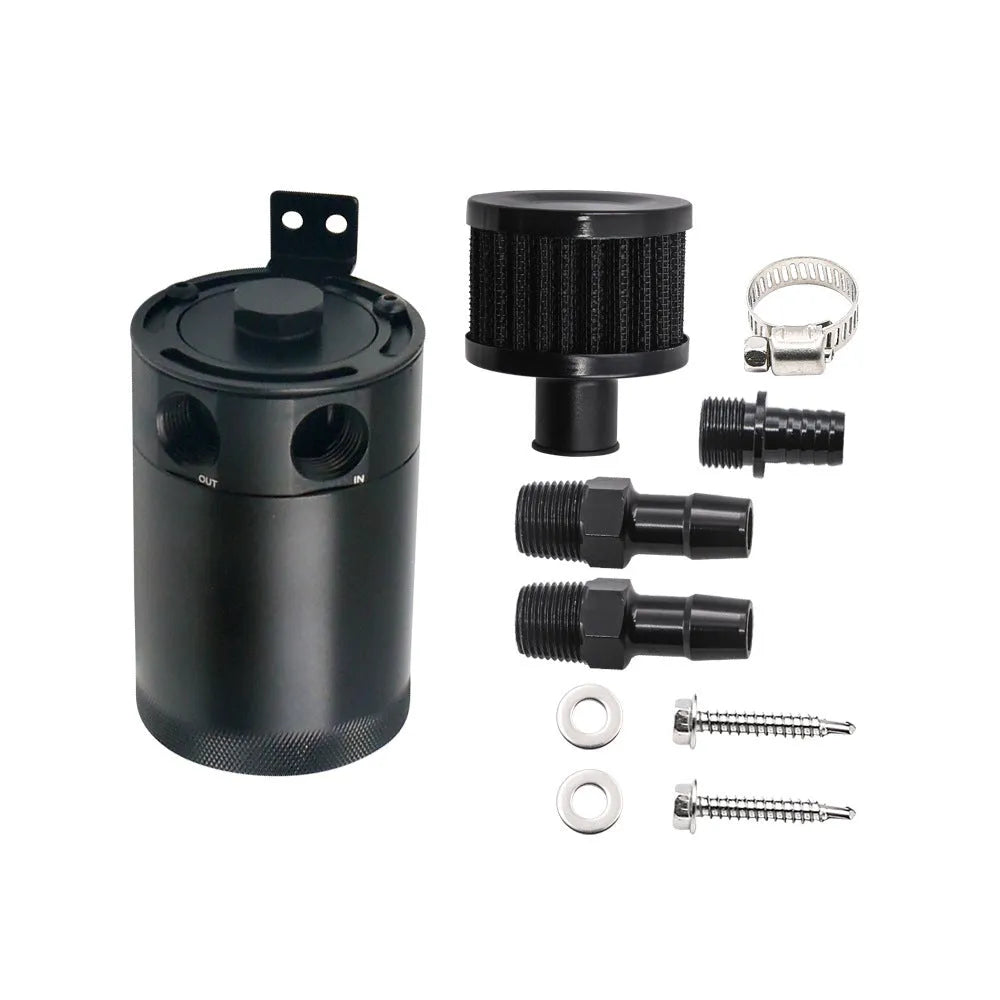 Aluminium automotive oil pot with two-hole design in black or silver