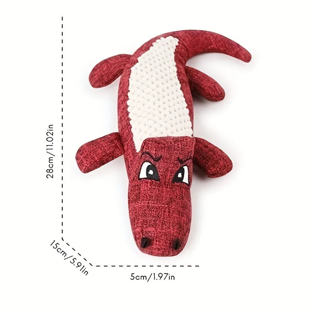 Blue, green, and red corn grid textured plush pet toy measuring 18 cm