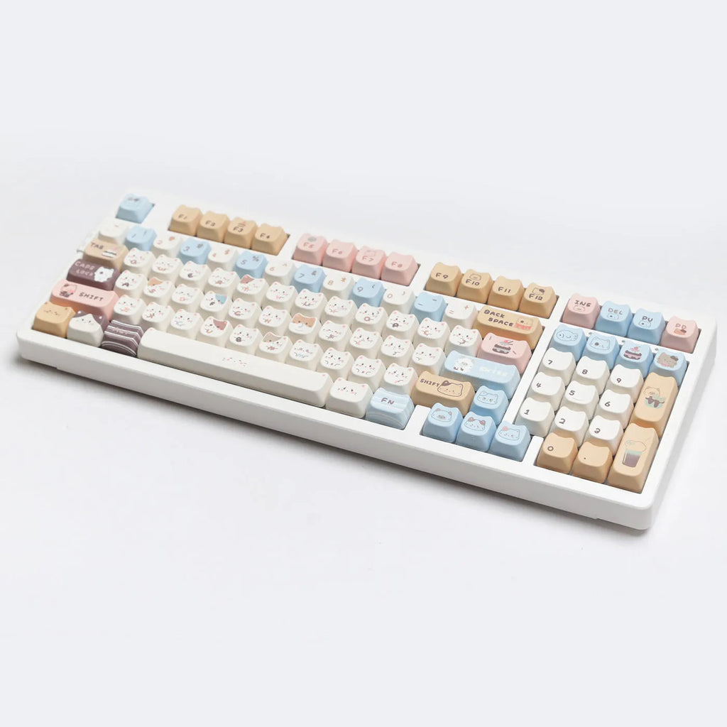 High Sea Salt Cat PBT sublimation key caps for mechanical keyboards with colourful design