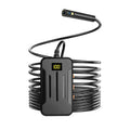 F300 wireless dual lens endoscope camera with 5.5mm and 8mm probes, hook, and magnet attachments on a table.