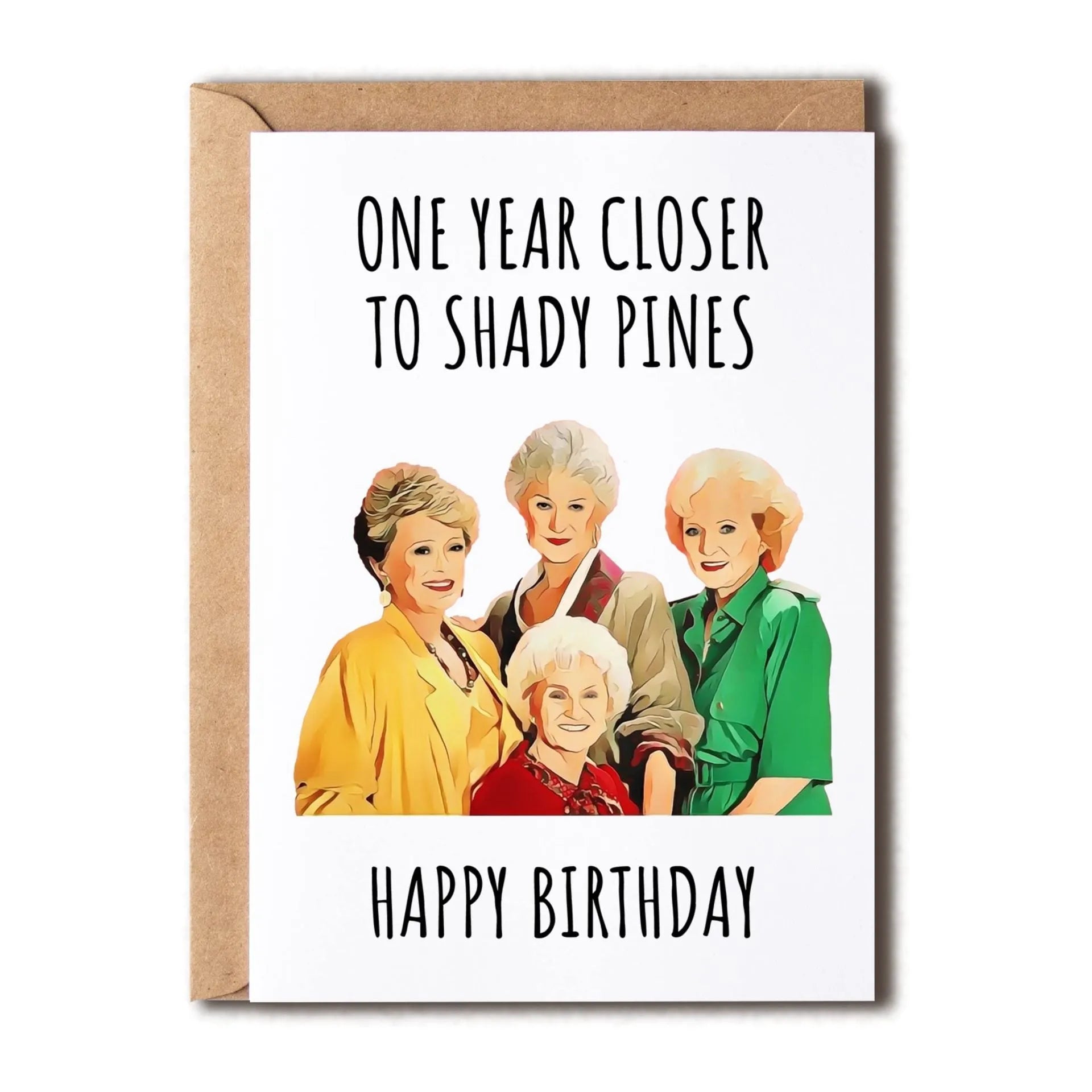 A simple modern printed birthday card with a matching envelope in a selected colour.