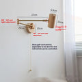 Retro rotating wall lamp with long-arm spot light in walnut colour finish