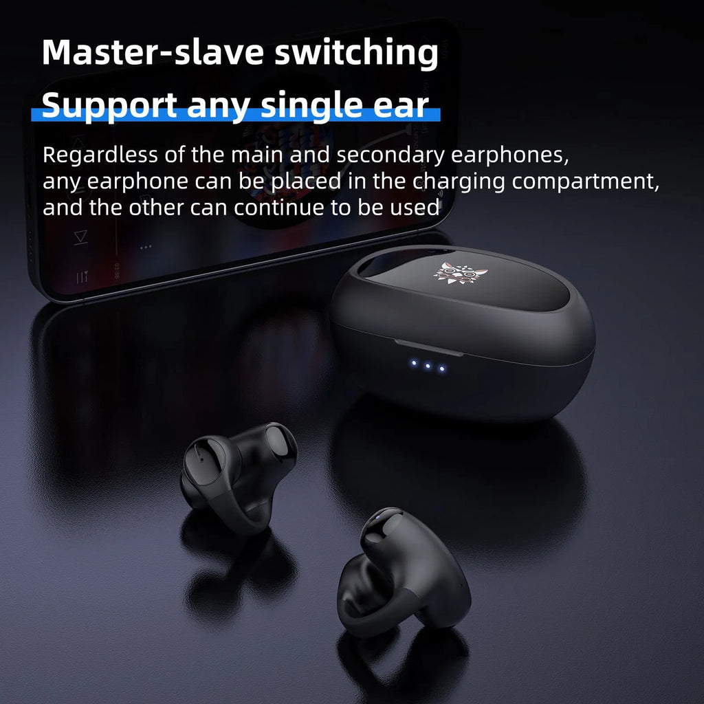 T306 wireless Bluetooth gaming headset with ear hook design in black or white colours
