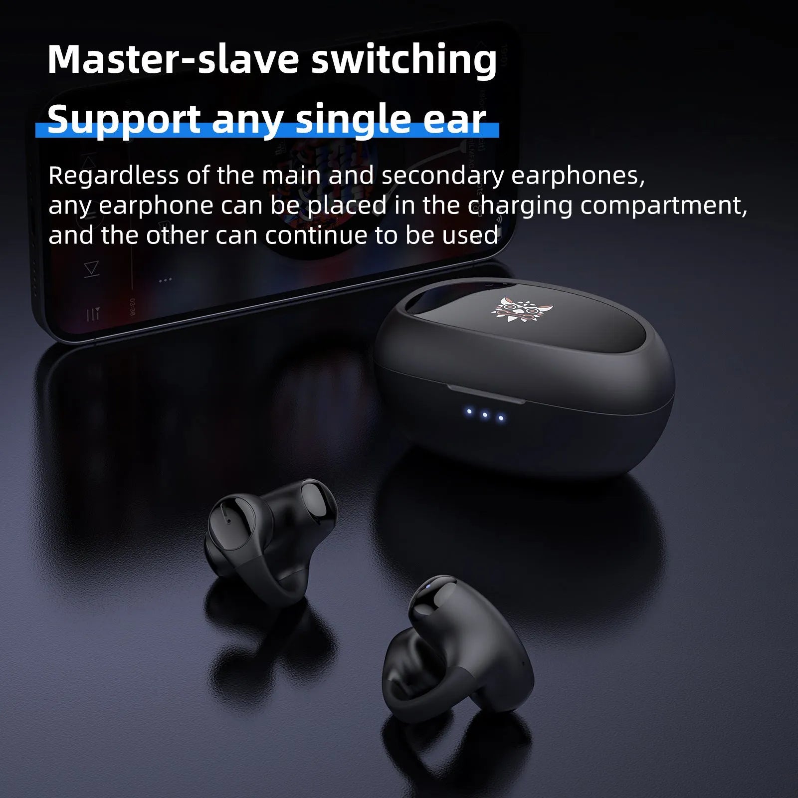 T306 wireless Bluetooth gaming headset with ear hook design in black or white colours