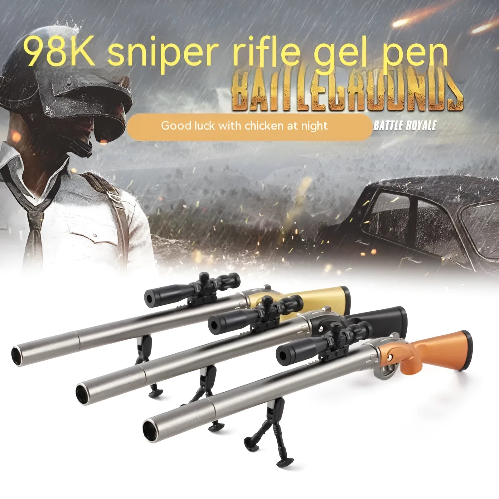 Eating Chicken 98K Sniper Rifle creative gel pen with plastic construction and 0.5mm ballpoint