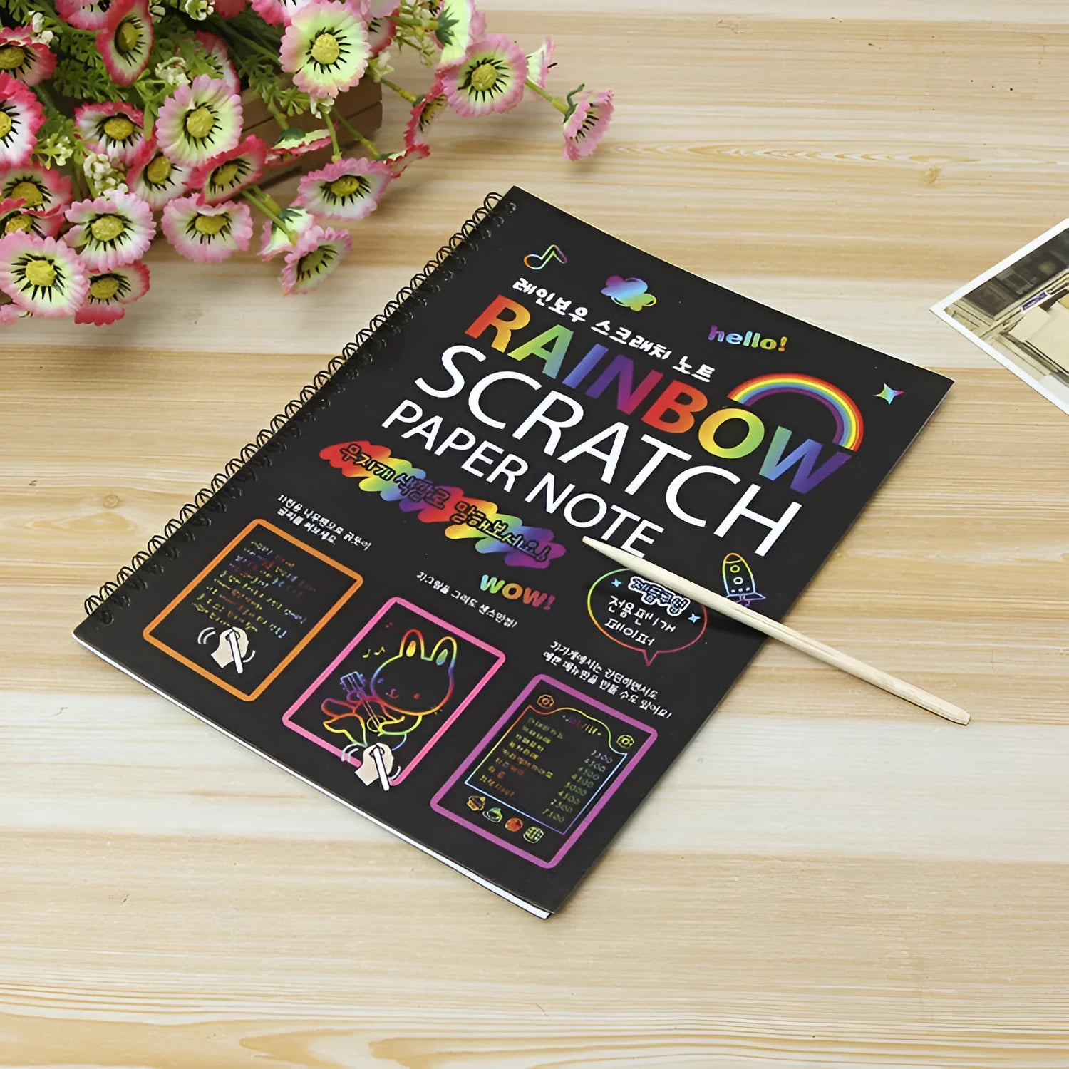 Large 26x19cm children's scratch art paper with scraping tool for DIY creative painting