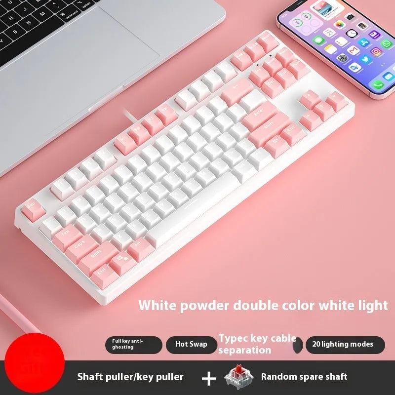 87 key wired mechanical keyboard with metal chassis shown in a black, orange, and yellow colour configuration.