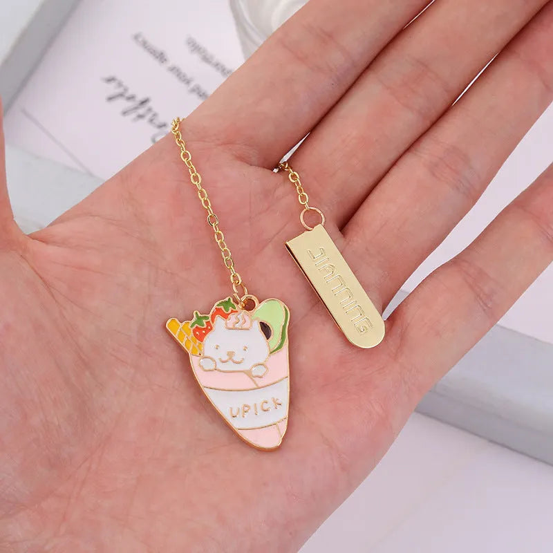 Creative metal cat bookmark pendant with cartoon designs measuring 3.8cm by 18.3cm