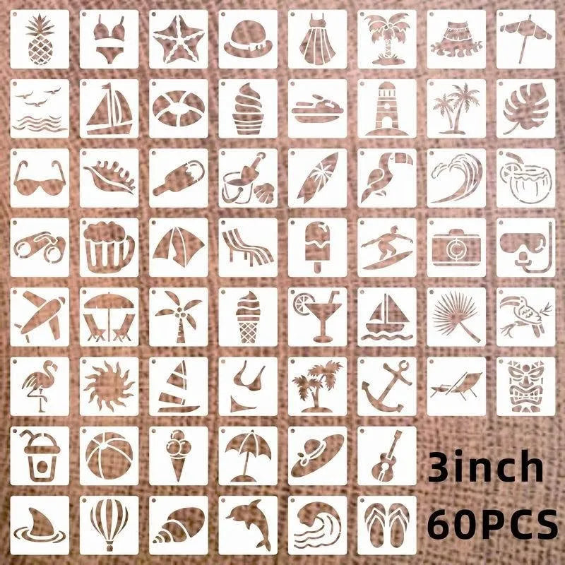 700 PET film spray painting templates in milky white colour showing flower, animal, Hawaiian and letter mandala designs