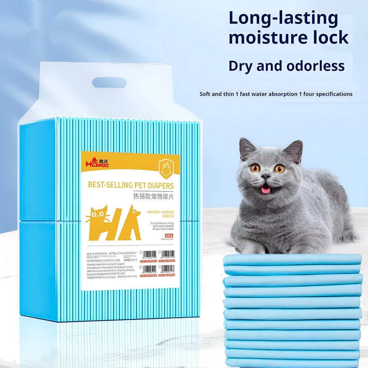 Disposable dog urine pad absorbent deodorant training mat in sizes 33x45cm to 60x90cm
