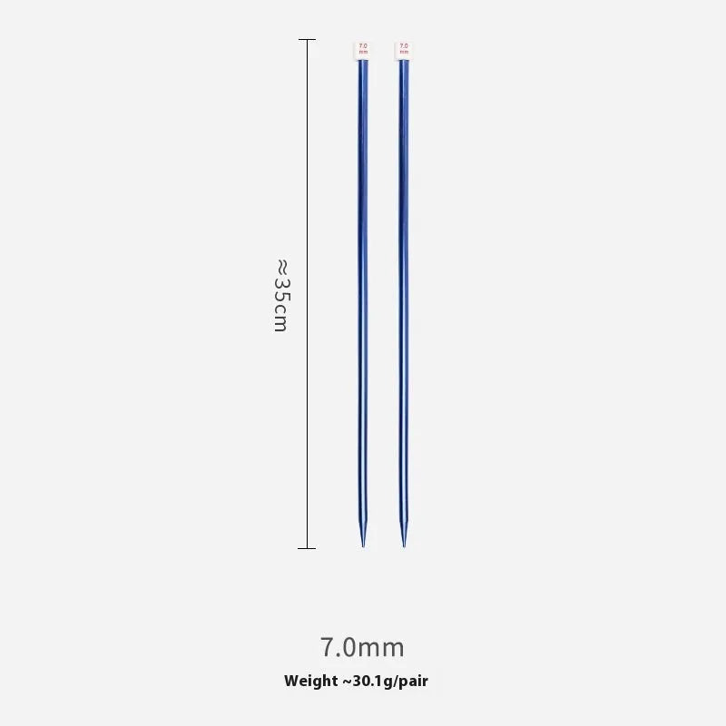 Set of lengthened double-ended crochet hooks in various sizes from 2.0mm to 10.0mm with protective end caps.
