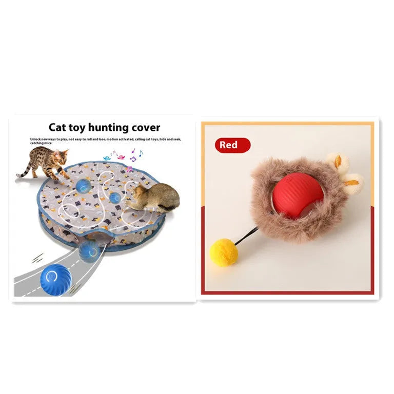 Silicone cat rolling ball toy in three colour options for self-play and feline entertainment