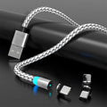 Magnetic mobile phone charging cable with breathing light, compatible with Apple iPhone, Android and USB-C devices