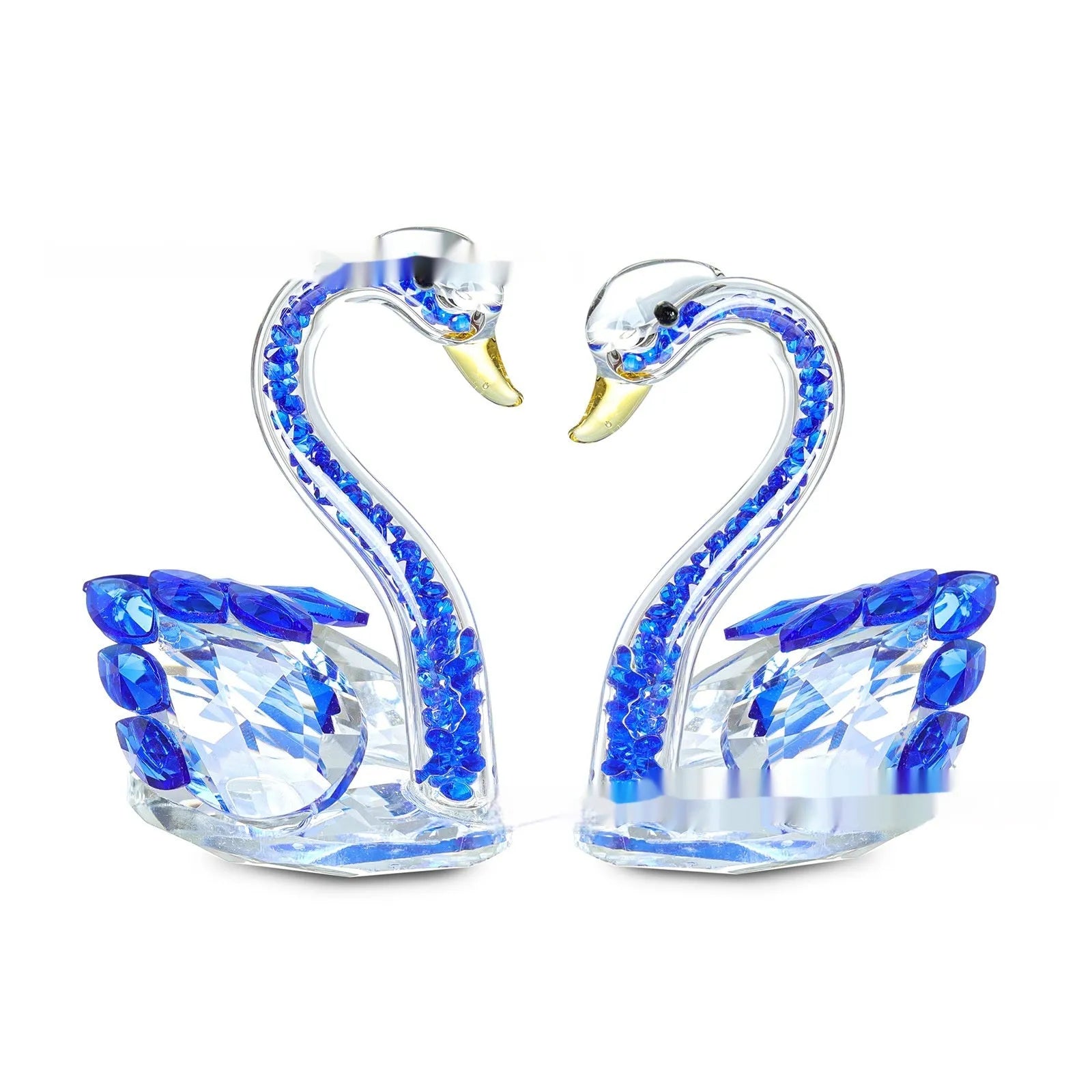 Handcrafted crystal swan desktop ornament in red, blue, pink, or violet