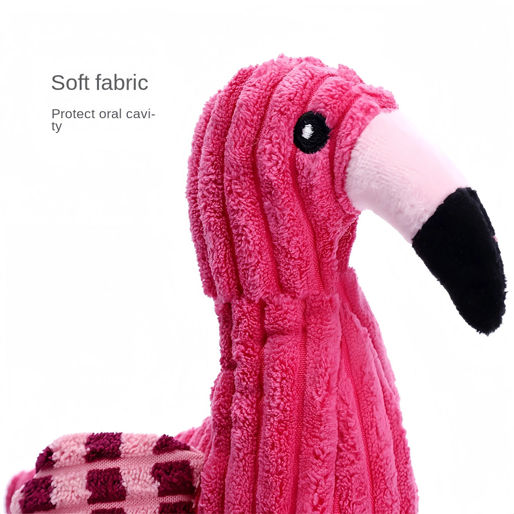 Pink corduroy animal-shaped squeaky dog toy for small and large dogs