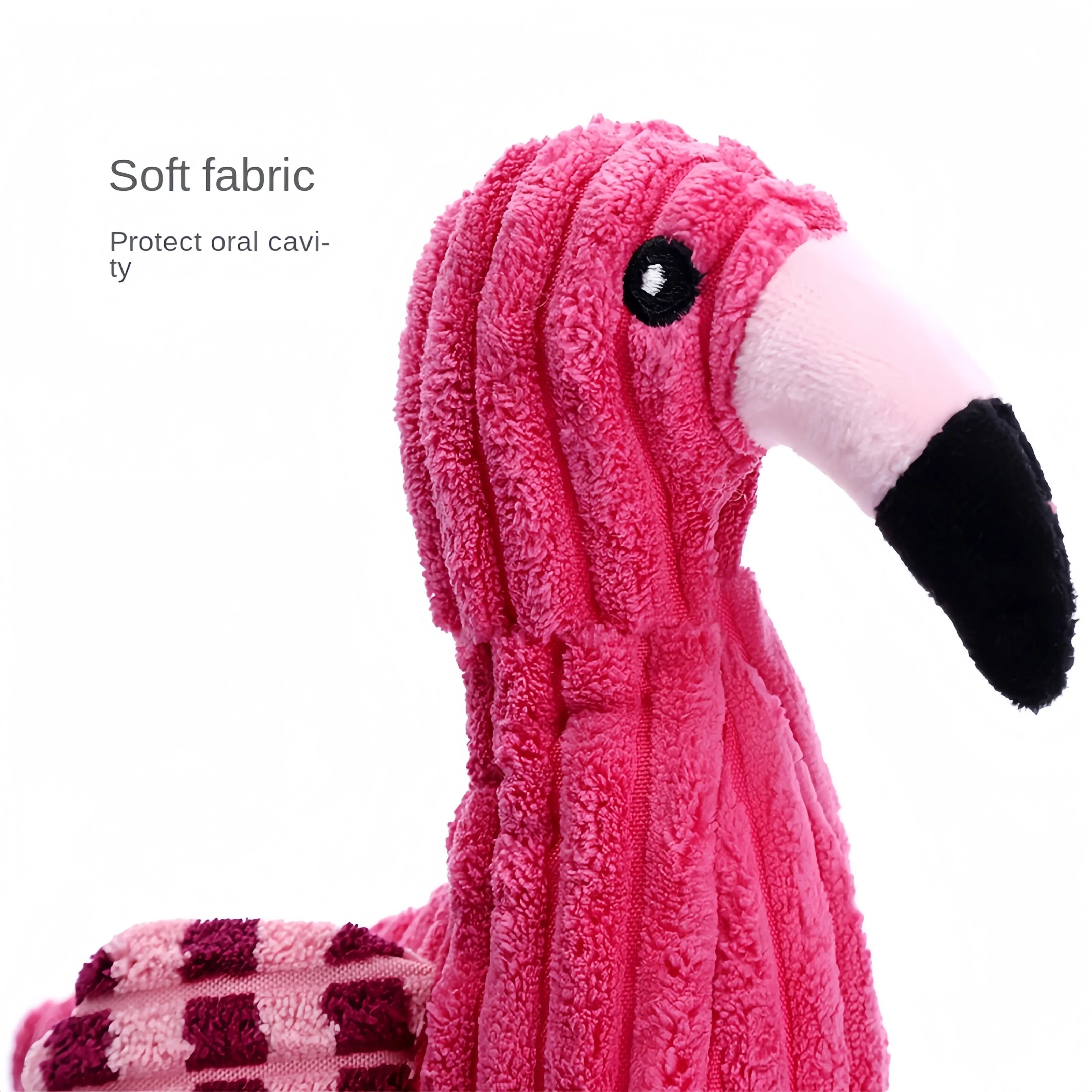 Pink corduroy animal-shaped squeaky dog toy for small and large dogs