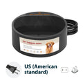 Black ABS plastic heated pet bowl with constant temperature control for cats and dogs
