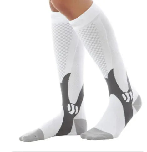Graduated compression socks for men and women in black, blue, orange, pink, and white colour options