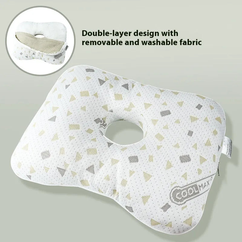 Beauty salon single hole ear pillow for face down treatments, shown in a colour option with detachable cover.