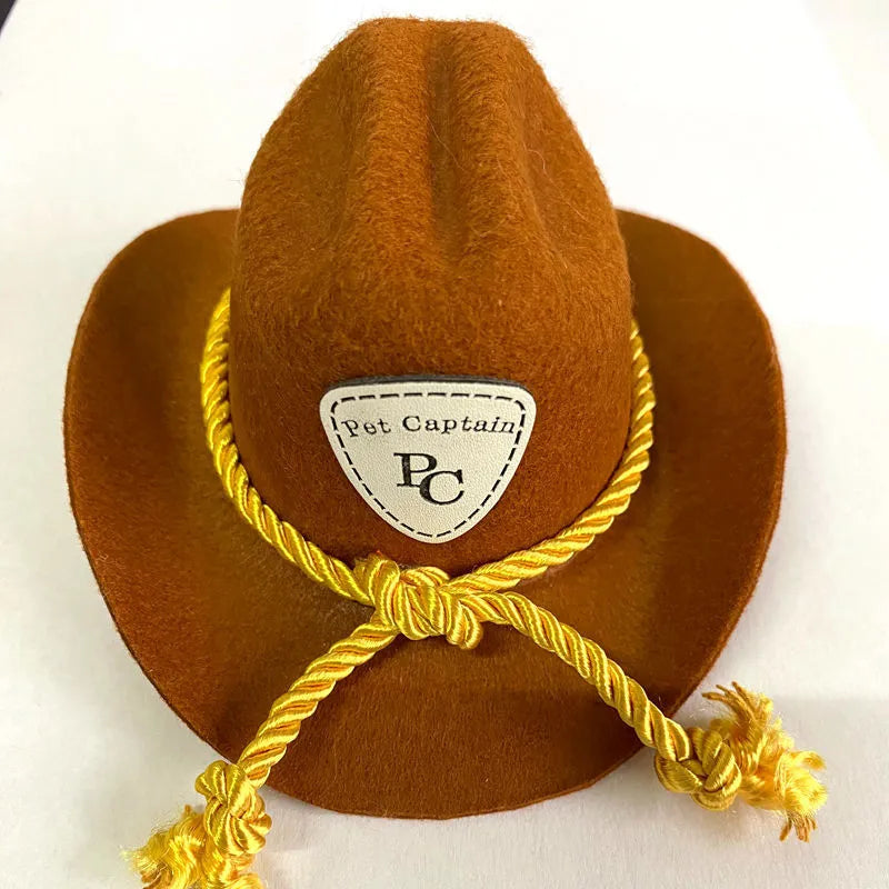 British-style cat cowboy hat with velvet belt decoration in S and M sizes
