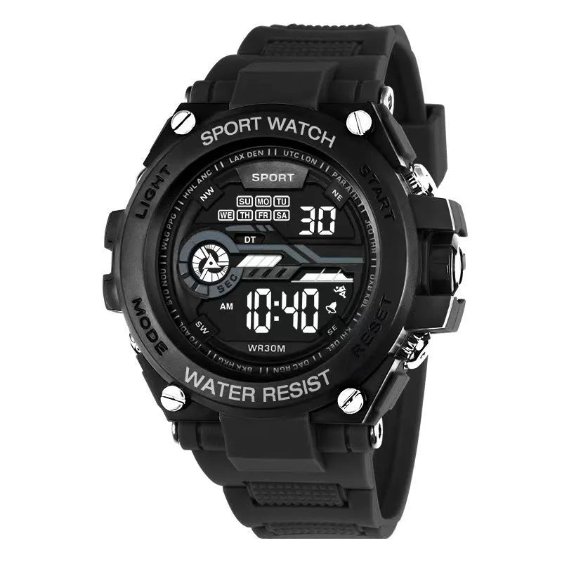 Digital watch with LCD display in multiple colour options for teenagers and students