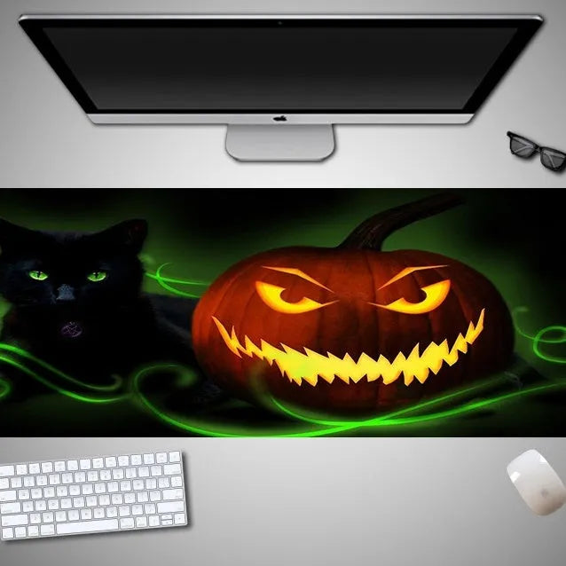 Oversized Halloween gaming mouse pad with non-slip rubber cloth surface
