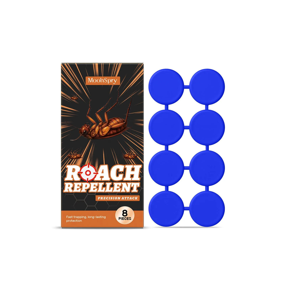 Indoor cockroach killer bait stickers pack of 8 with adhesive glue traps for kitchen pest control
