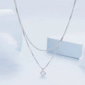 Silver double-layer necklace with S925 sterling silver pendant and pearl chain design