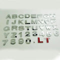 Zinc alloy metal car letter stickers showing A to Z alphabet in 2.5cm size for bumper personalisation