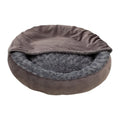 Round dark grey cat bed with thickened flannel surface, available in 50cm, 60cm and 70cm diameters