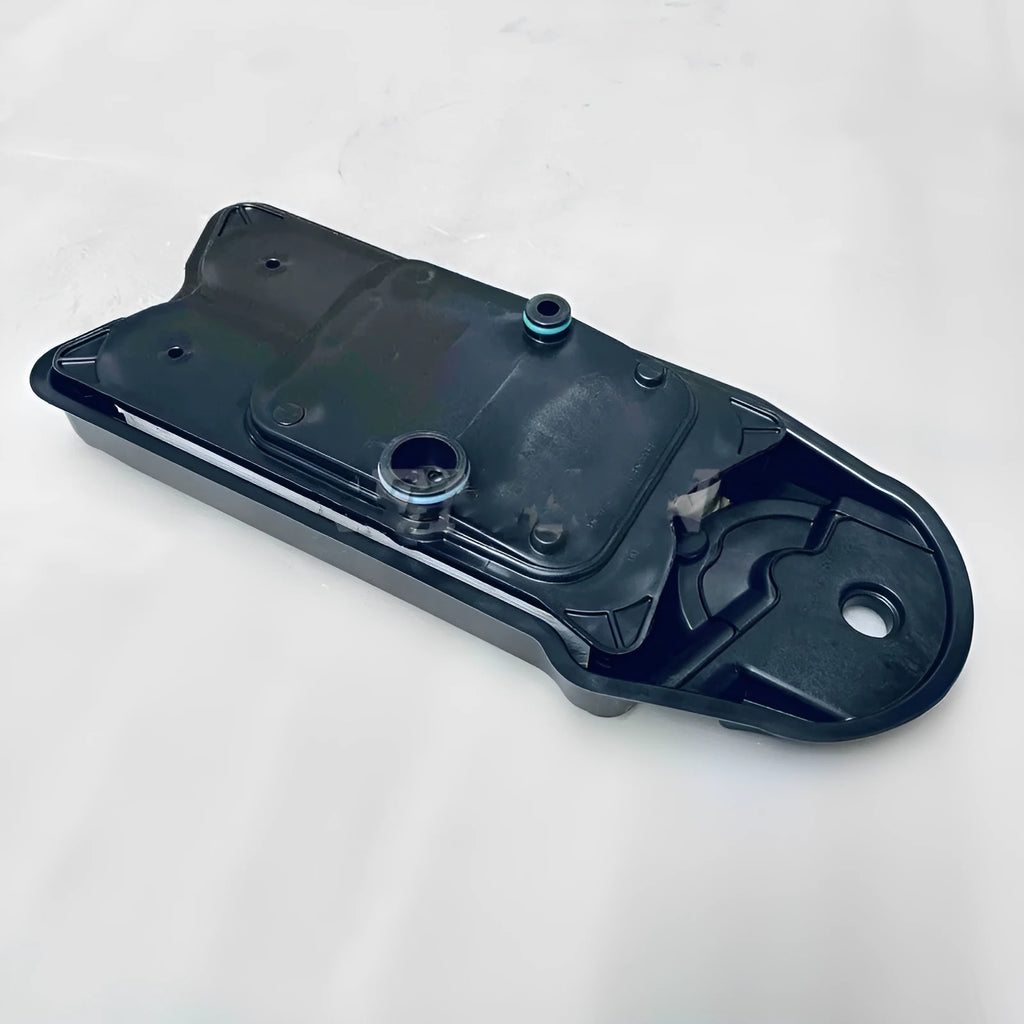 A black automotive crankcase ventilation filter for engine emission control systems.