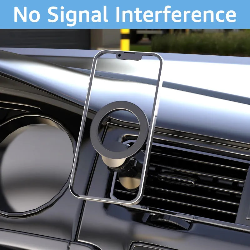 Black magnetic suction car phone holder with O-ring for air vent mounting