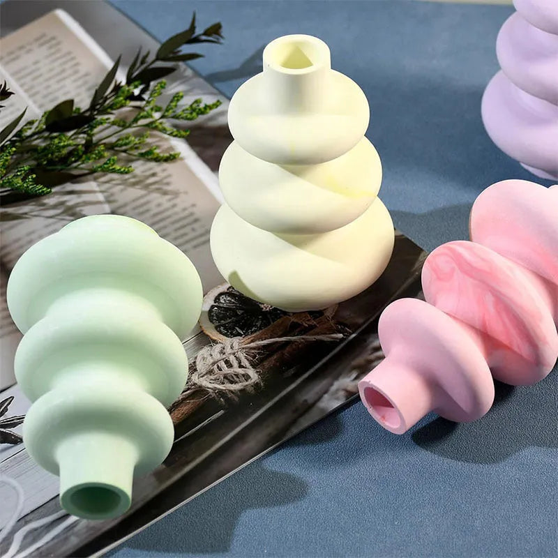 Three layer circular vase ornaments silicone baking mould in modern simple style